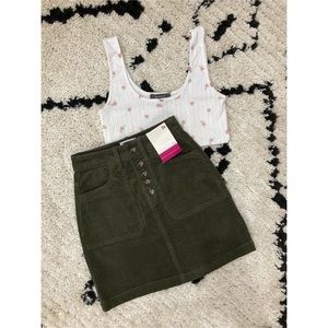 SO olive corduroy high waist mini